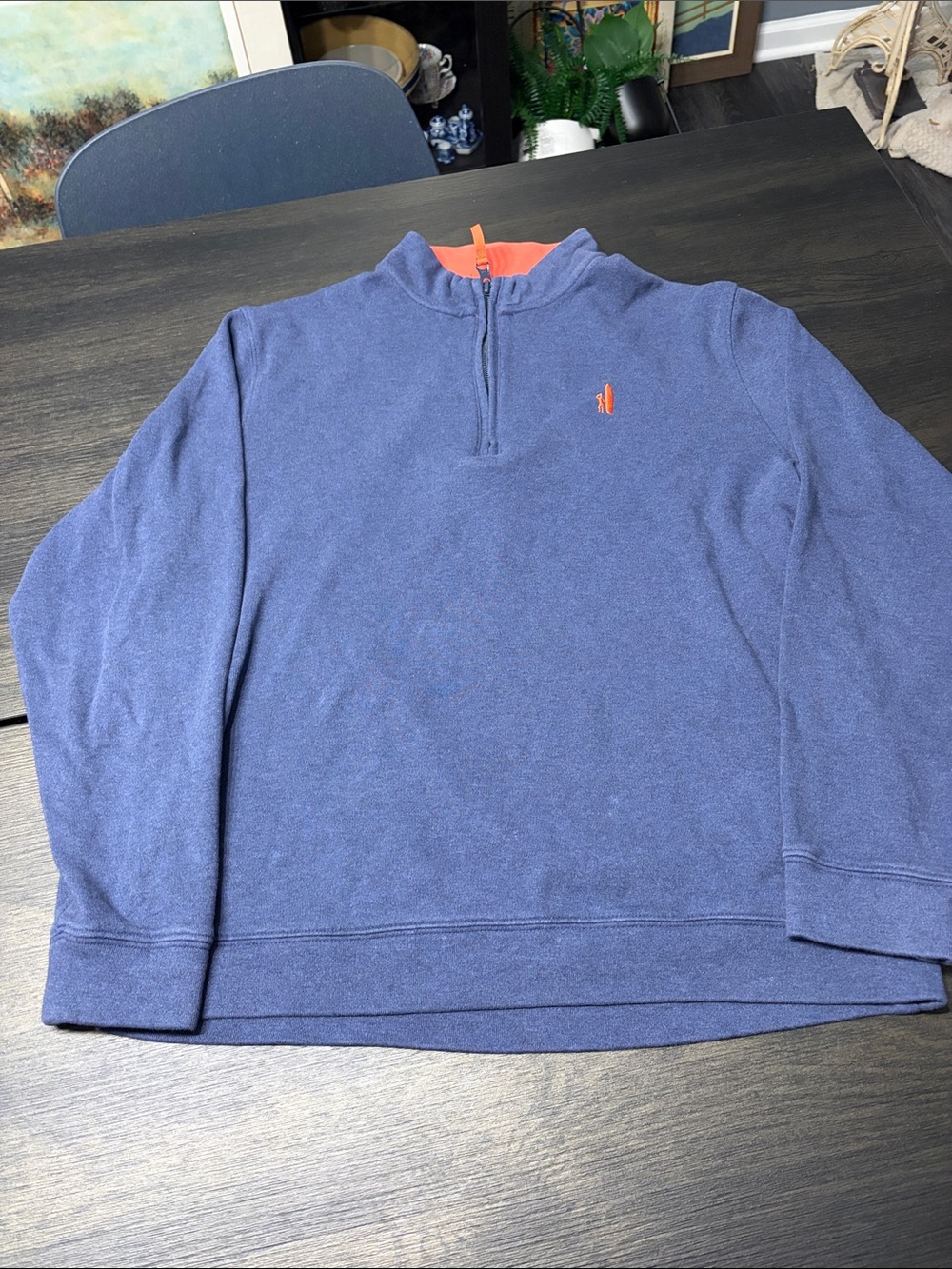 johnnie-O West Coast Prep Pima Cotton Sully 1/4 Zip Pullover Men's M Blue/Orange